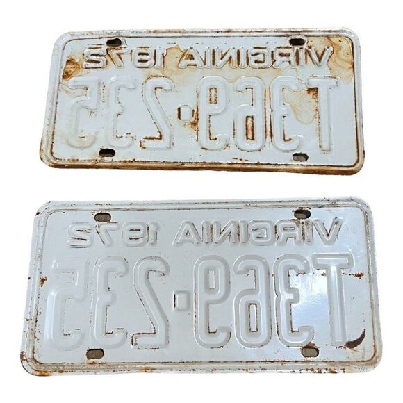 Vtg 1972 Virginia Collectible License Plate Set Of Two Pair Matching T369 235 - Picture 2 of 3